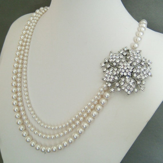 Vintage Pearl Bridal Wedding Necklace Vintage by BeautifulBeau