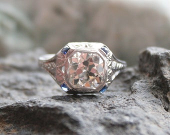 Art Deco Engagement Ring with 2.10 ct Old European Cut Diamond - DK95