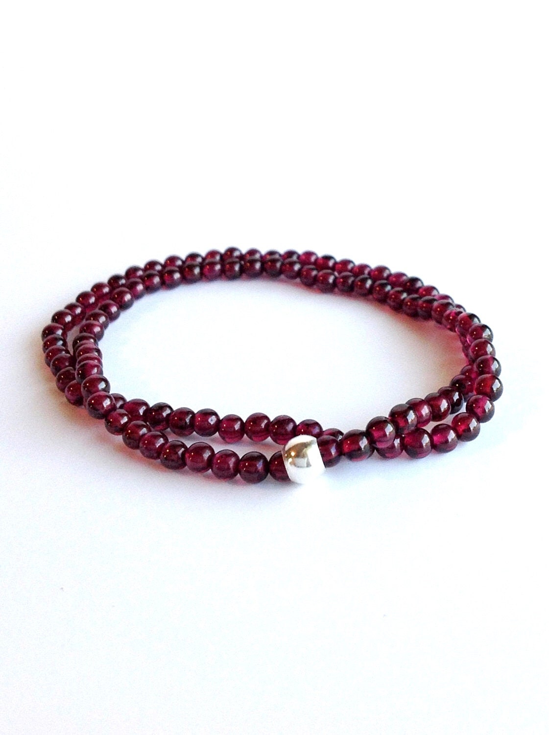 Genuine Garnet Bracelet Small Bead Stretch by GemsByKelley on Etsy