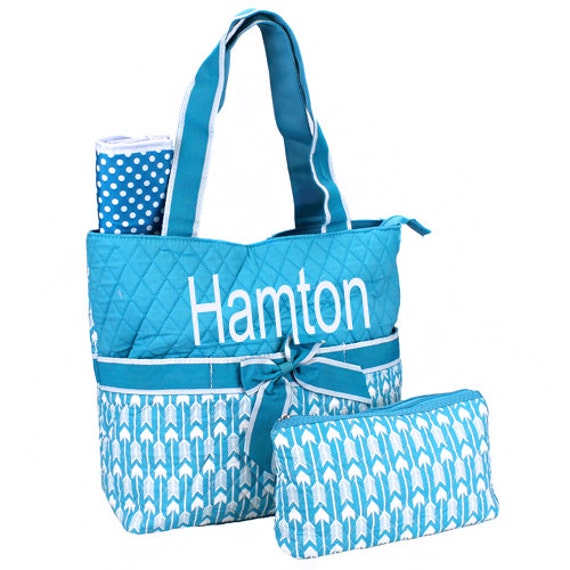 Monogram Aqua Arrow Diaper Bag/ by sewsassybootique on Etsy