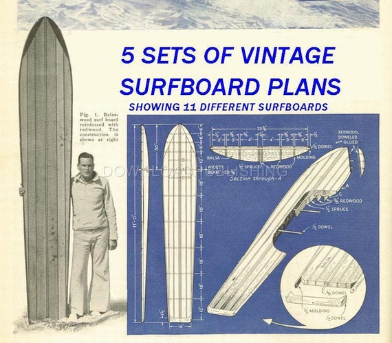 VINTAGE SURFBOARD PLANS How To Make Long by DownloadPublishing