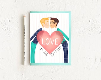 LGBT Card, Gay Wedding Card, Gay Engagement Card, Gay Anniversary Card, Card for Gay Wedding, Card for Groom, Gay Wedding Shower