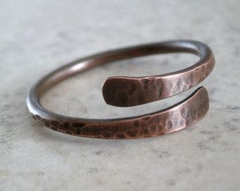 SALE Rustic Copper Ring Hammered Metal Ring Copper Rustic Jewelry Textured Copper Band Ring Men or Her Minimalist Style Brown Ring
