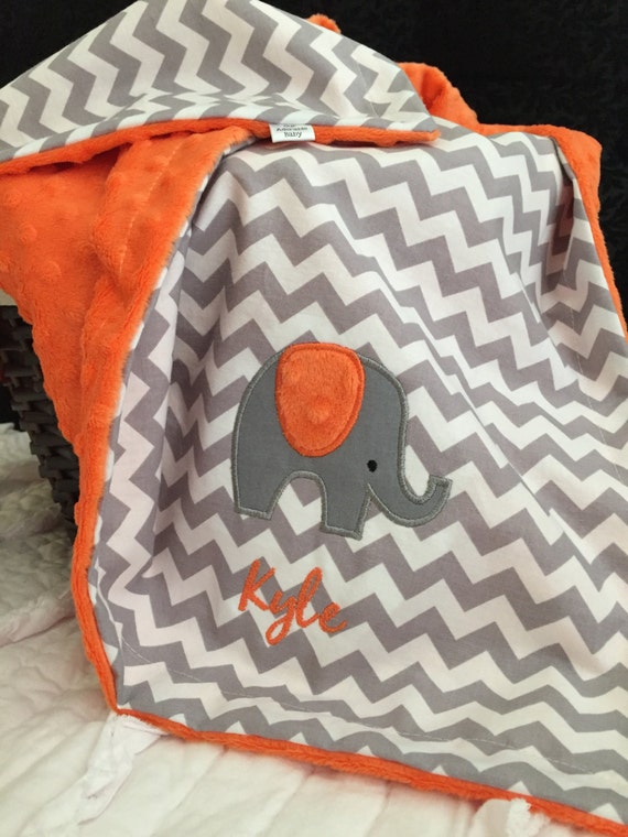 Elephant Baby Blanket Personalized Elephant by OurAdorableBaby