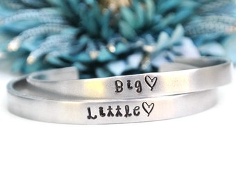 Big Little Sorority Hand Stamped Bracelet Set Hand Stamped Jewelry | Greek | Big Sister Little Sister | Big Little Reveal | Big Little Gift