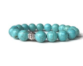 Turquoise bracelet, mens beaded bracelet, mens bracelet, mens jewellery, bracelet uk
