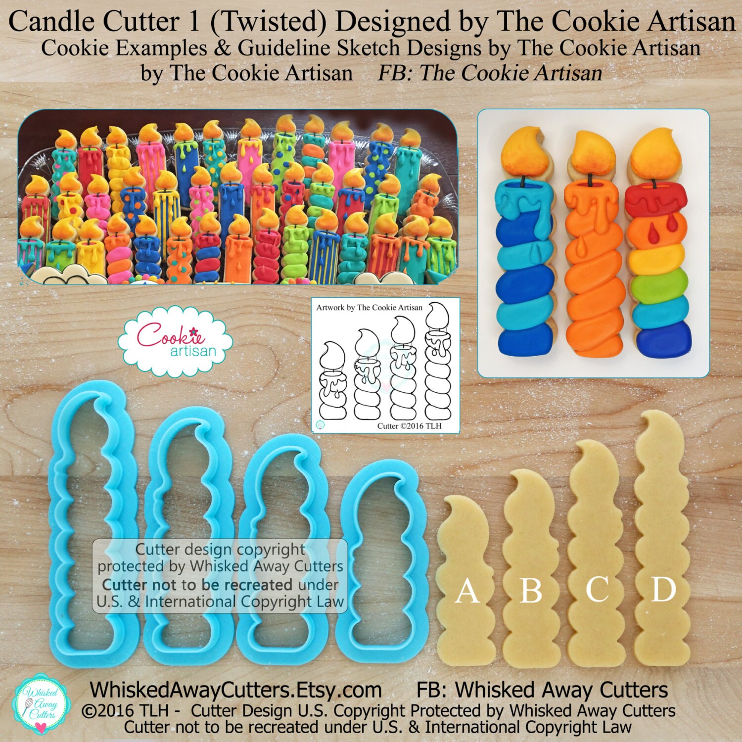 Candle Cookie Cutter 2 Twisted Designed by The Cookie