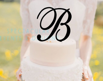 Ships Fast-Monogram Initial Letter Cake Topper-Wedding Birthday -5 Inches Tall (View Item Details Tab and Photos for More Info)