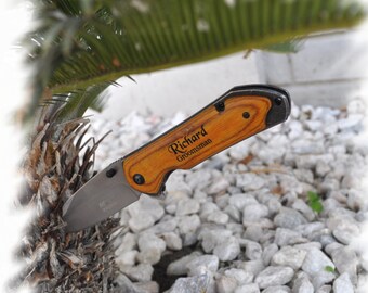 8 Engraved Pocket Knife , Monogram Engraving ,Groomsman Gift ,Camping Knife - Hunting Knife