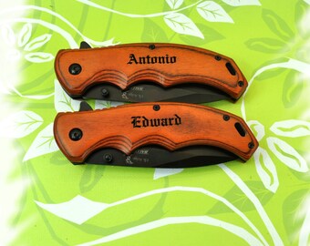 SET of 2 - Rescue Knife , Engraved Pocket Knife , Personalized gift , Best Man gift , Hunting Knife , Groomsman knife , Wedding Gift Knife