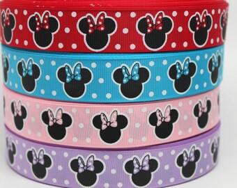 Minnie Mouse Ribbon 7/8 Inch Grosgrain Ribbon by the Yard for