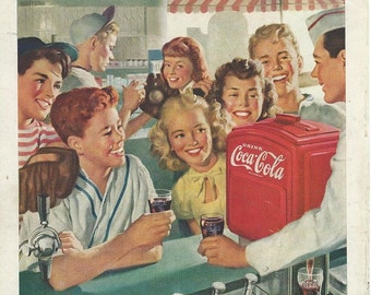 Coca cola 1940's 2 magazine advertisments