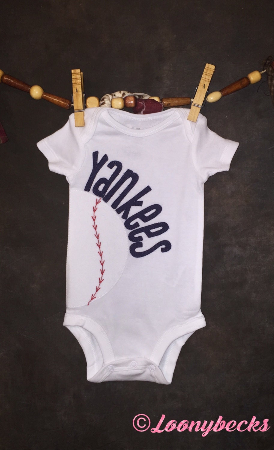 Personalized New York Yankees Team Baseball Onesie