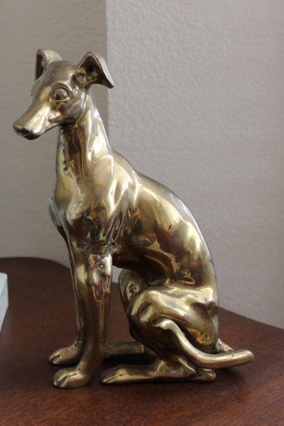 brass whippet statue