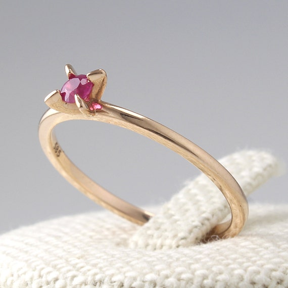 Ruby Ring Engagement Ring Simple Ruby Ring Solid by goldengesture