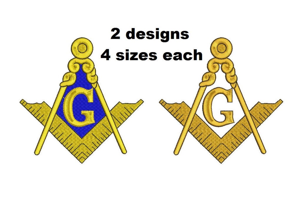 2 designs Freemason Masonic Compass symbol 4 sizes Machine embroidery