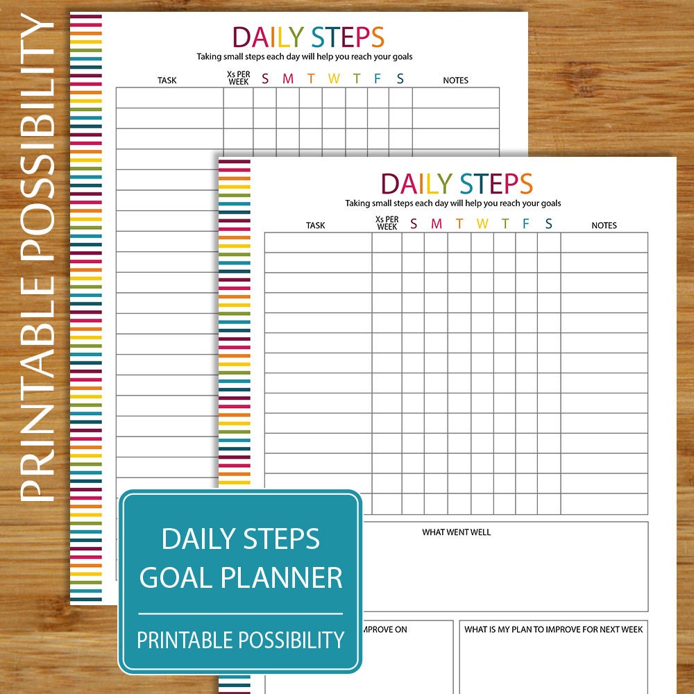Goal Planning Checklist Daily Steps Goal Tracker