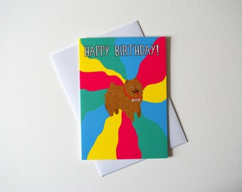 Dog birthday card - Happy Birthday - Pomeranian birthday card - birthday card - Queequeg