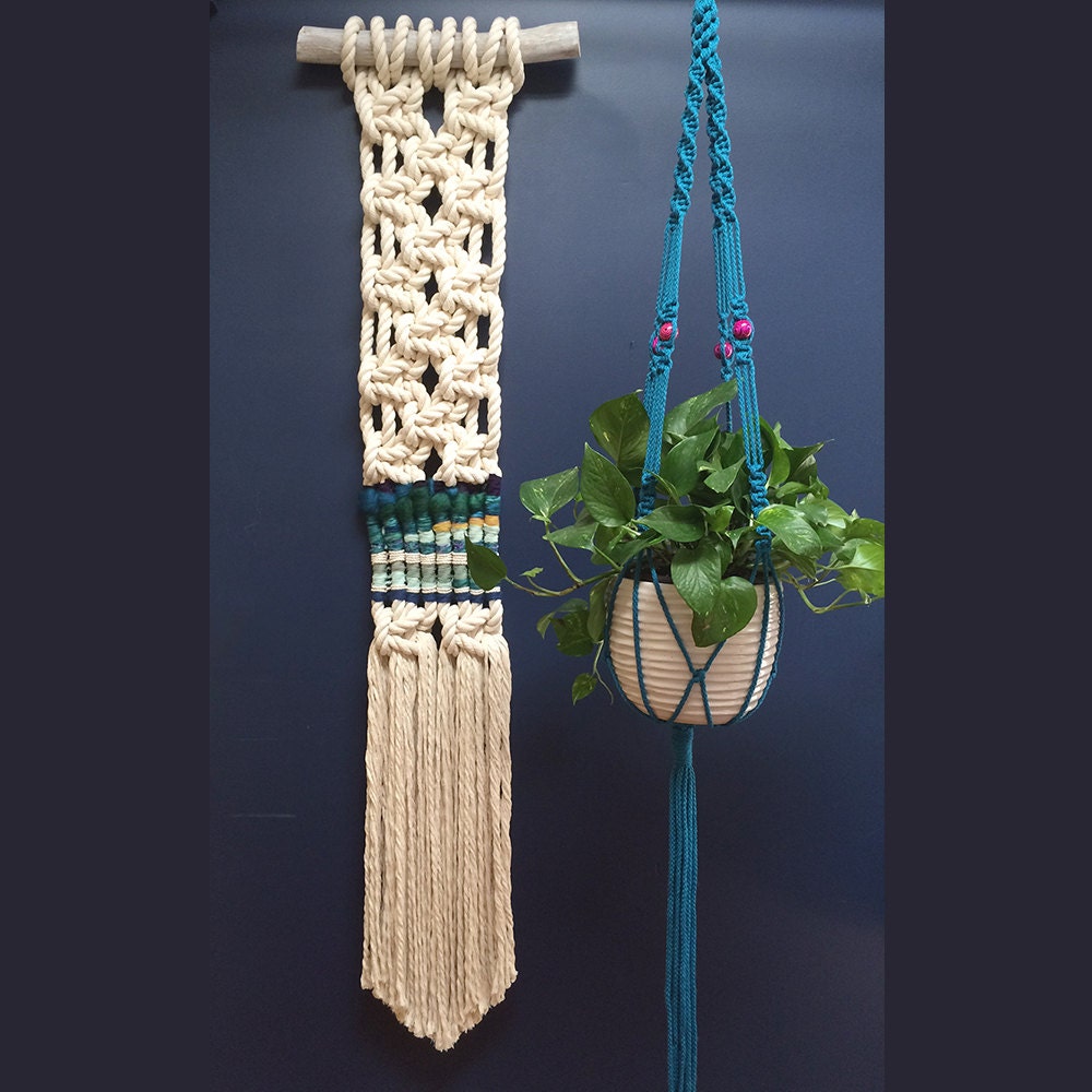 Coastal Macramé Wall Hanging with Color Block Nautical