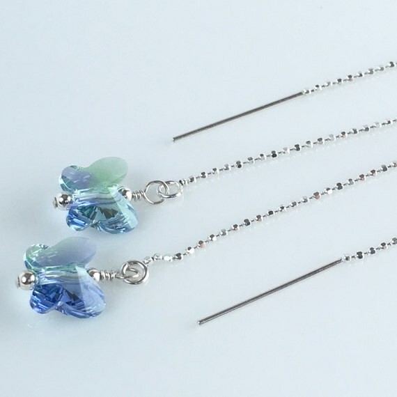 Items similar to Silver Ear Chains, Sterling Silver Threader Earrings