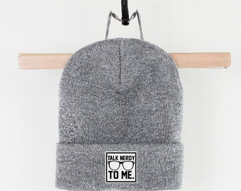 Talk Nerdy To Me Beanie - Geek Hipster Cute Beany
