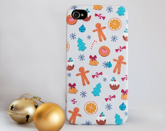 Christmas Treat. Hand Drawn Christmas Phone Case Design for Apple models, Samsung models, HTC Models, Sony models. Dessi Designs