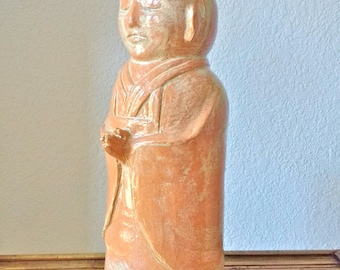 Japanese buddhist deity Jizo, Handmade ceramic statue, guardian of babies, children & travelers, Japanese garden, 11 1/2" H x 4 3/4W" OOAK