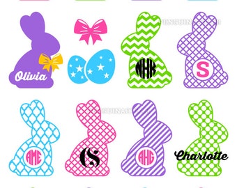 Easter Bunny Circle Monogram Frames - Rabbit SVG Cut Files for Electronic Vinyl Cutter - Cricut, Silhouette - svg, eps, dxf, png, studio3