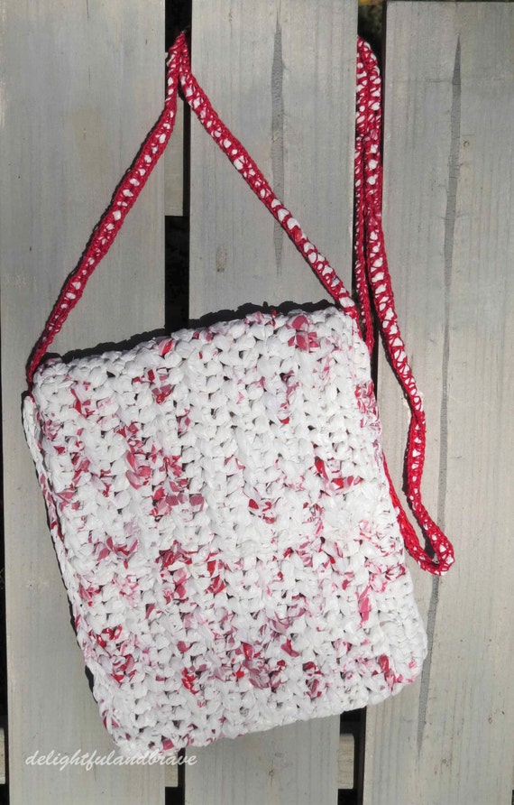 Recycled upcycled crocheted plarn purse made from plastic