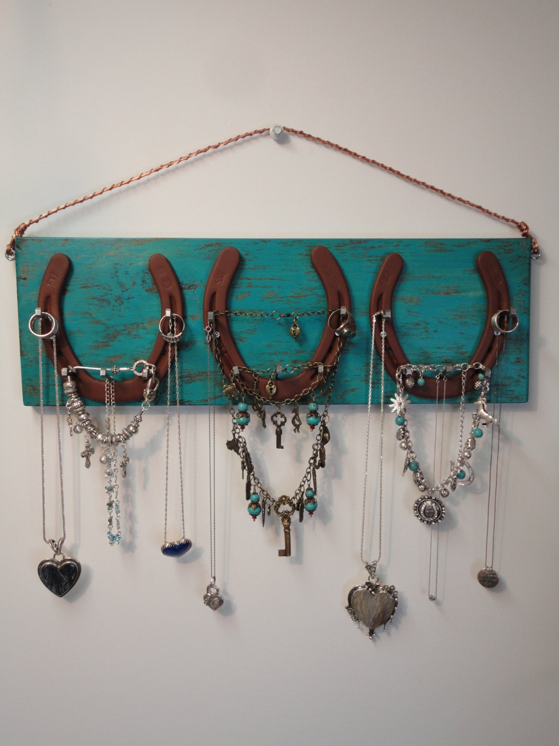 Horseshoe Jewelry Hanger Solid Wood 17 X 5 1/2