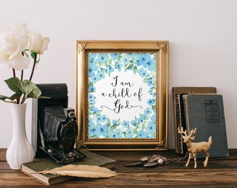 Baptism gift boy, A child of god scripture wall art print, Christian wall art, Nursery decor, Nursery wall art boy, Christening gift BD-936