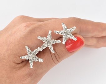 Crystal Silver Starfish Hair Pins Set of 3 Beach Wedding Hair Accessories