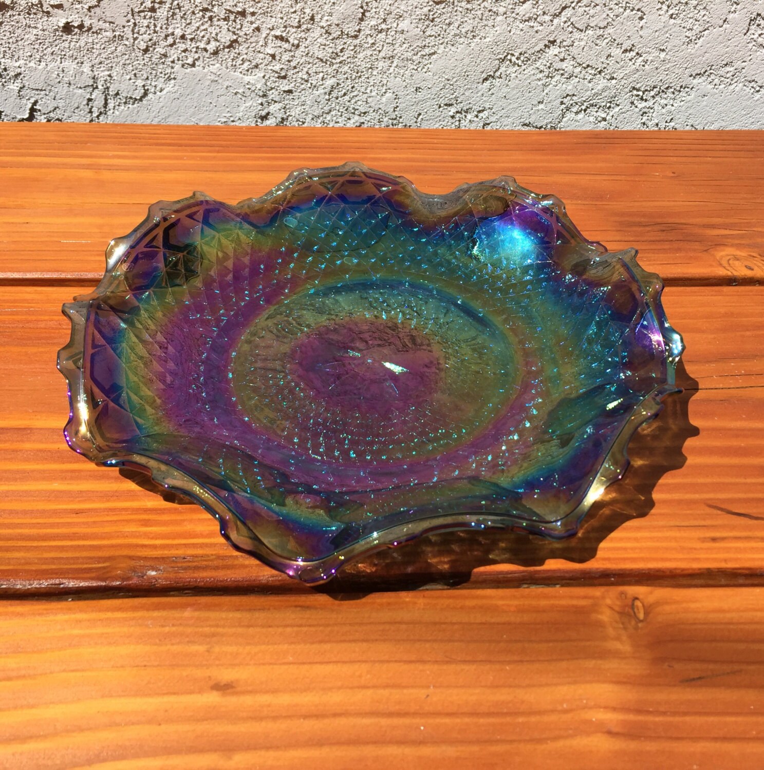 Vintage Blue Carnival Glass Plate with by Speckadoos on Etsy