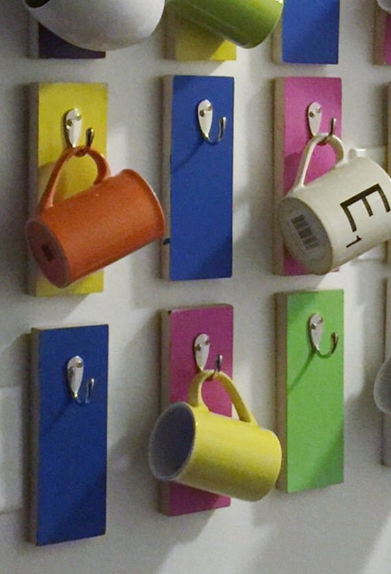 Coffee Mug Hooks Rack Holder Rustic Wall Hanging by CharlesAndB