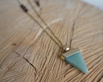Essential Oil Diffusing Necklace with Green Aventurine Pendant and Black Lava Beads- Available in Gold or Silver