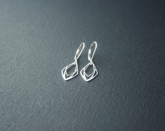 Sterling silver earrings - geometric teardrops - leverback or french wire