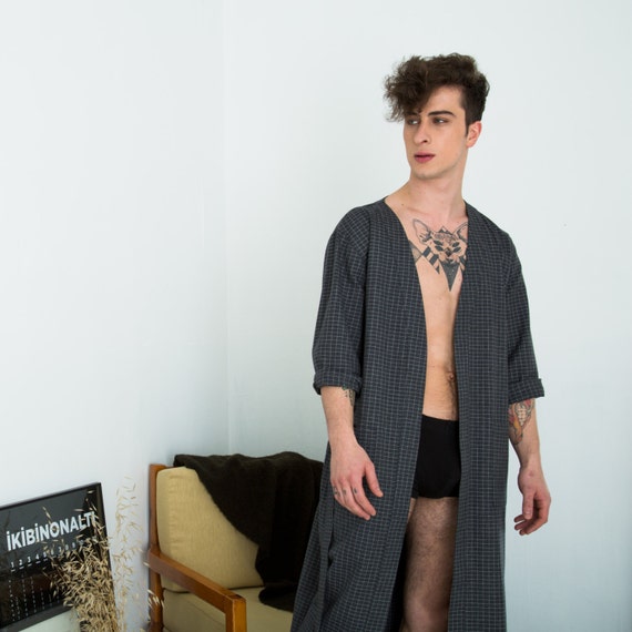 Items similar to ON SALE >> Robe for Men / Housecoat in Dark Grey on Etsy