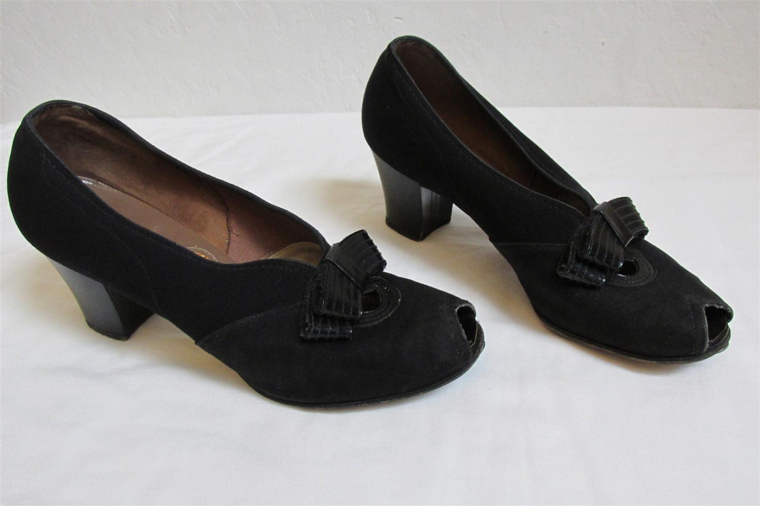 Reserved for Rachael 1940's Black Peep Toe Dance Shoes