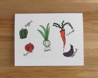 Fresh Veggies Greeting Card - Birthday, Valentine, Thank You, Best Friend, Mothers or Fathers Day Card for him or her