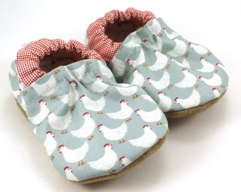 LAST PAIR 0-6 mos // baby chicken shoes chicken clothing baby booties baby boy shoes baby girl shoes soft sole shoes vegan baby farm