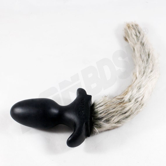 Bon Dog Tail Bt Plug With Long Gray Faux Fur Al Plug