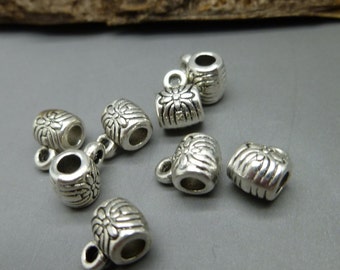 20 Antique Tibetan Silver Beads Bails Hangers - Jewelry Making Supplies - PB24