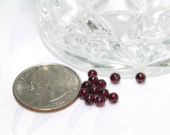 Small Polished Genuine Garnets Round Shaped Beads Wholesale 4mm 12pcs
