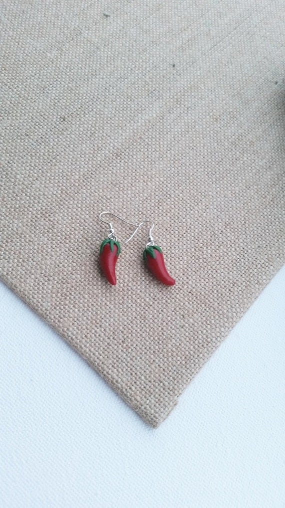 Chili Pepper Earrings by RayeteousArt on Etsy