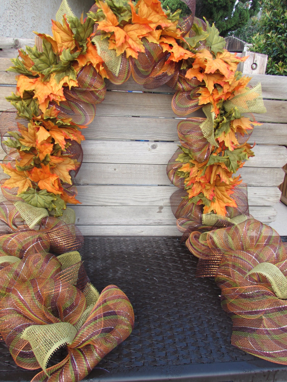 10' Fall Leaf Garland Fall Deco Mesh Garland Leaf Garland