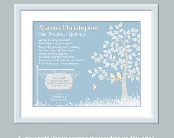 Godson Christening Gift - Godson Baptism Gift - Personalized Godson Print - Baptism Keepsake - Baptism Gift Christening