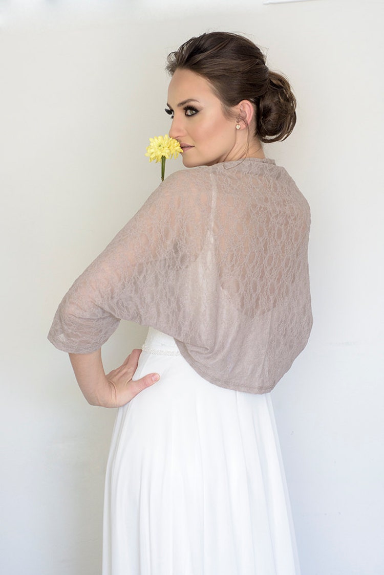 Evening shawl and wrap taupe bridesmaid shrug autumn by Sheeebz