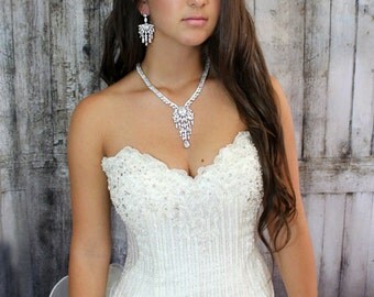 Bridal jewelry Set, Wedding Jewelry Set, Bridal Necklace, Cubic Zirconia Necklace, Bridal Statement Jewelry, Bridal Necklace, Weddings