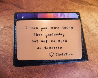 Long Distance Love, Boyfriend, Rustic Copper, Wallet Insert Card, Relationship Gift