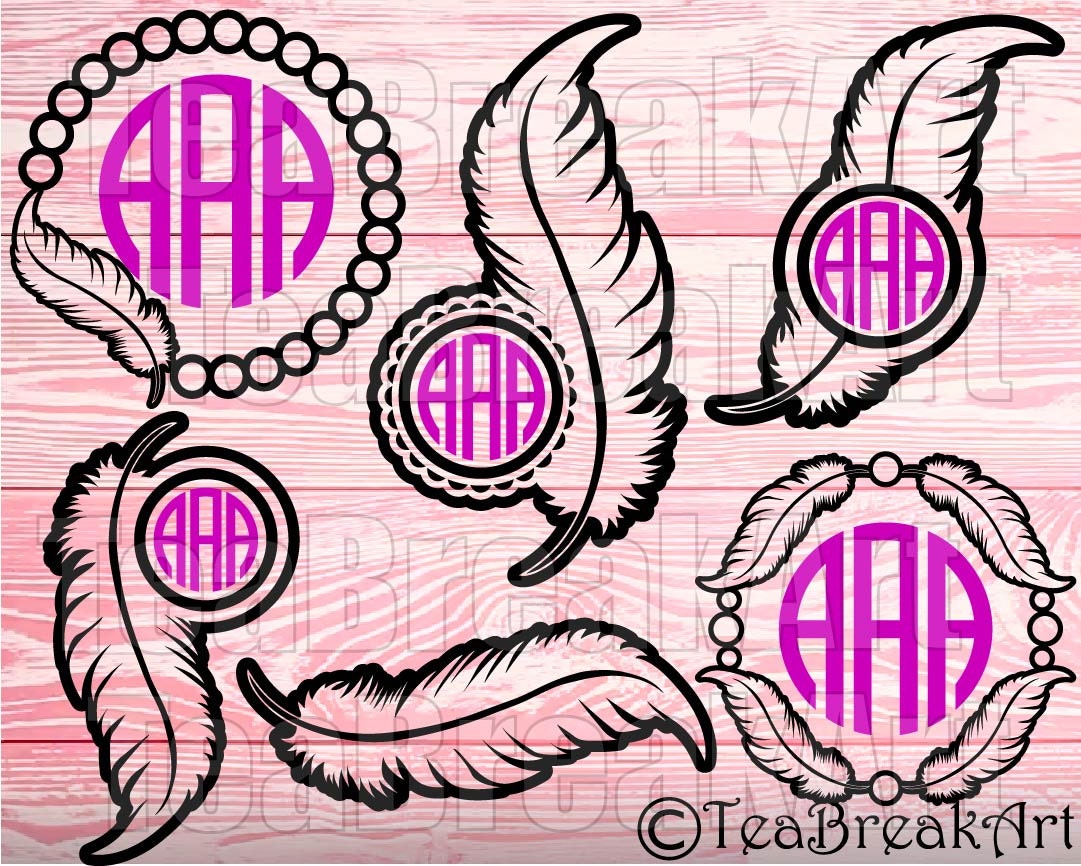 Download Feather frames Outline Monogram Cutting Files SVG PNG EPS dxf